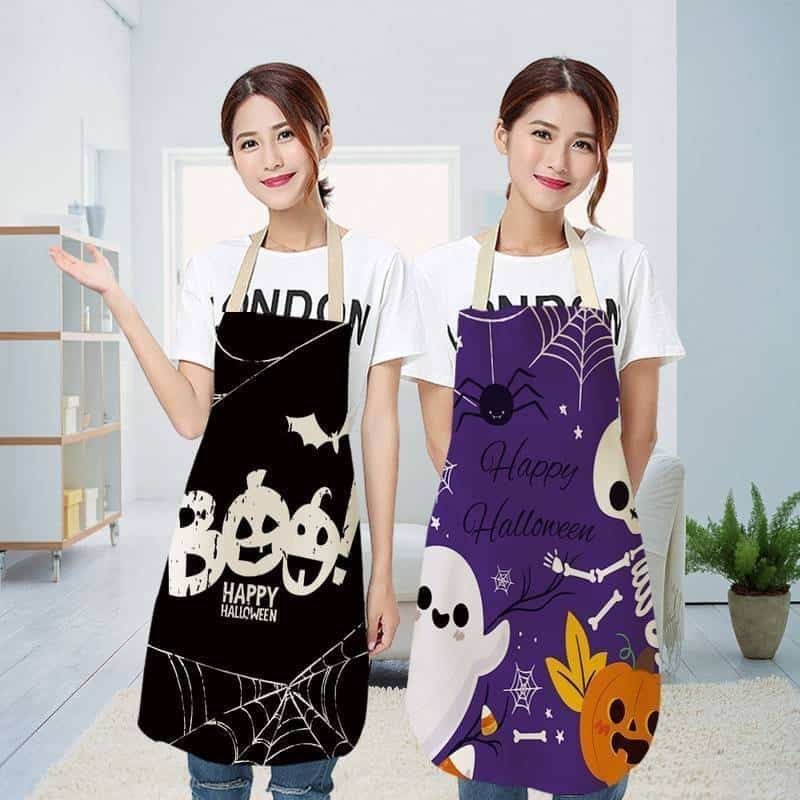 Cotton Linen Blend Kitchen Bib Apron with Neck Strap and Waist Ties for Cooking Baking - Image 2