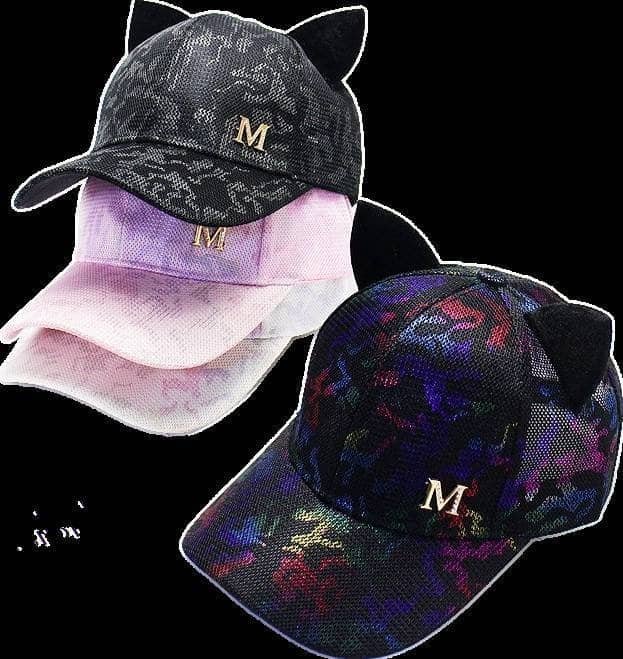 Novelty Cat Ear Baseball Cap Breathable Mesh Sun Hat with Curved Brim for Women Girls - Image 2