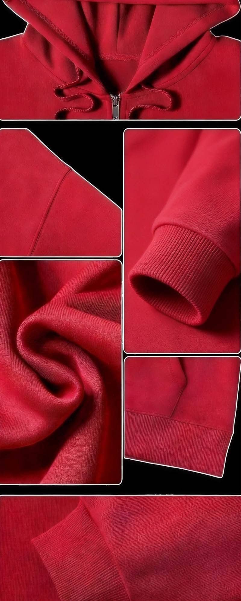 350 GSM Cotton Blend Full Zip Hooded Jacket with Kangaroo Pocket Drawstring Hoodie for Casual Outdoor - Image 3