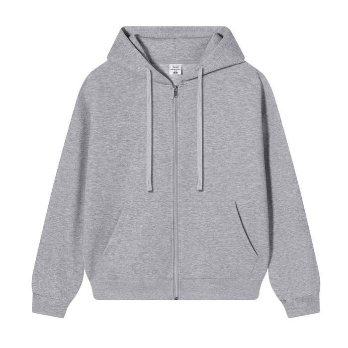 350 GSM Cotton Blend Full Zip Hooded Jacket with Kangaroo Pocket Drawstring Hoodie for Casual Outdoor - Image 4