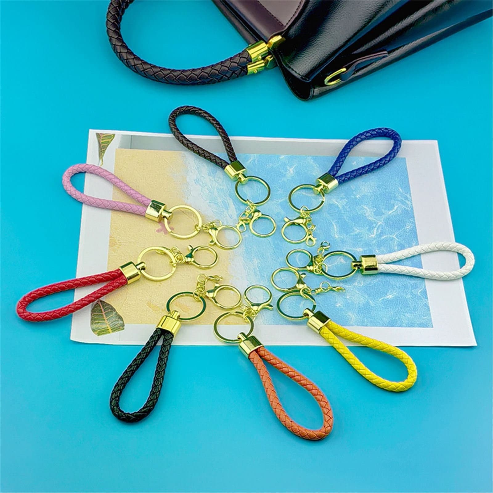 Custom Braided Leather Keychain Woven Leather Key Ring with Metal Clasp for Corporate Gifts Trade Shows and Team Events - Image 2