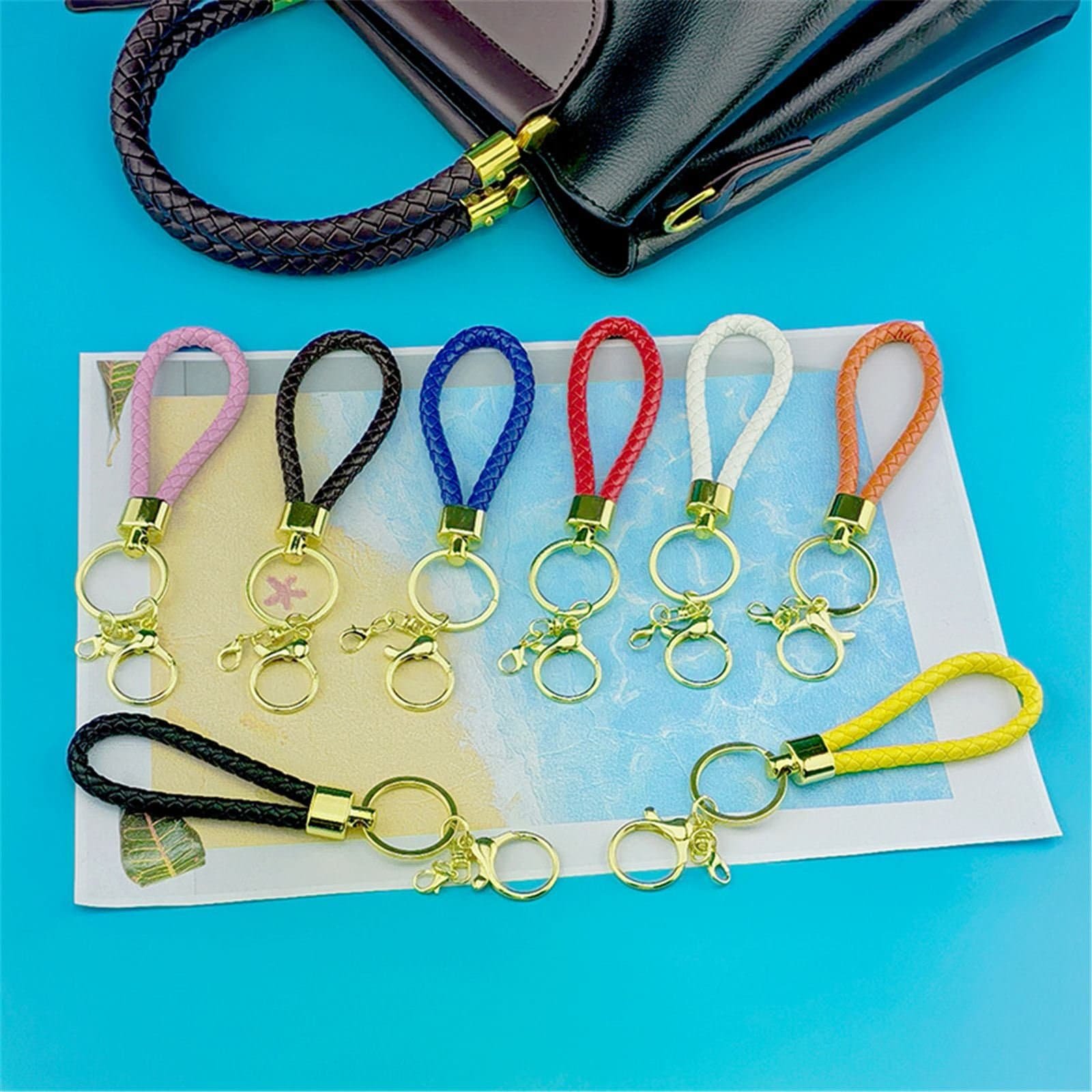 Custom Braided Leather Keychain Woven Leather Key Ring with Metal Clasp for Corporate Gifts Trade Shows and Team Events - Image 3
