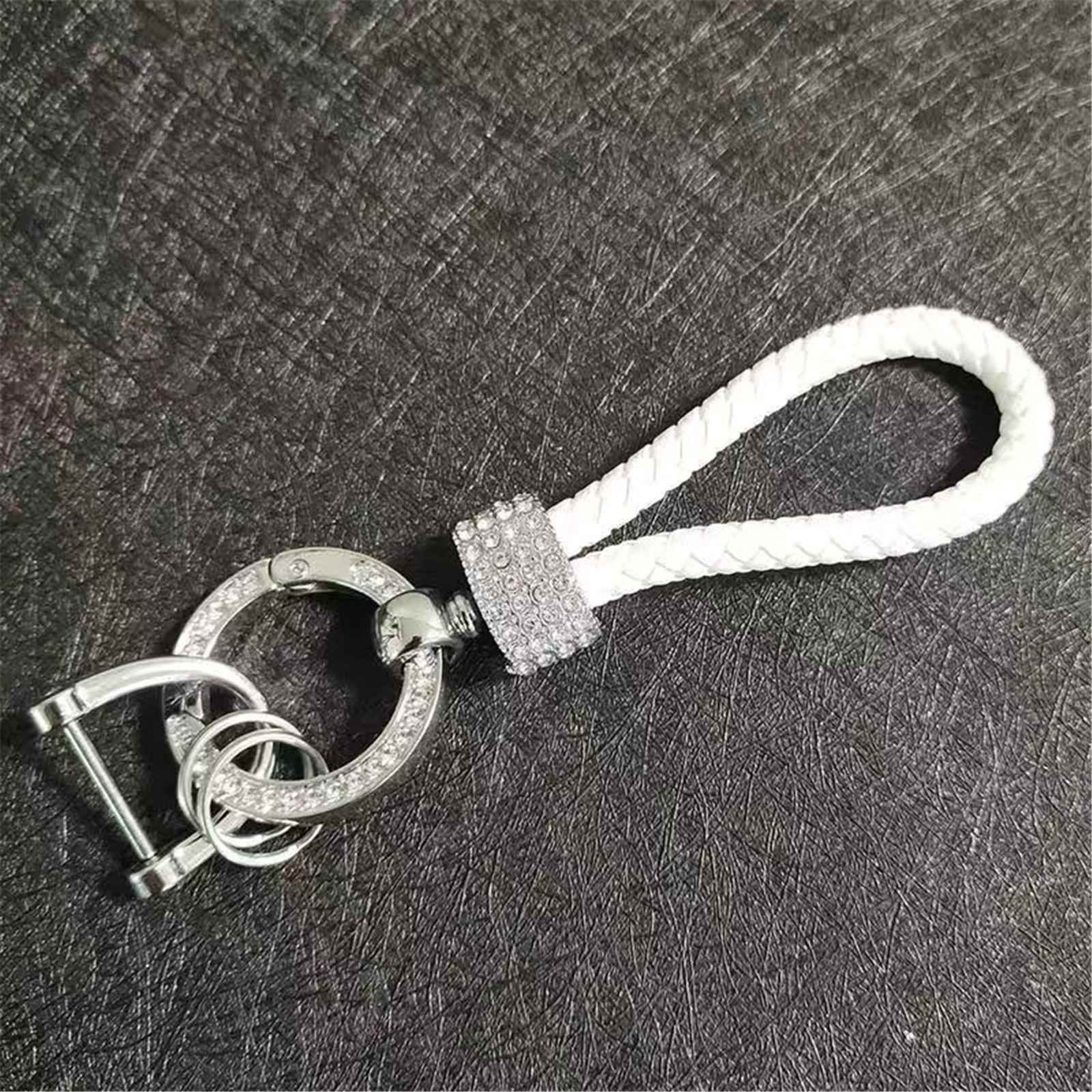 Custom Rhinestone Braided Leather Keychain Handmade Woven Key Ring Charm for Corporate Gifts Trade Shows and Team Events - Image 3