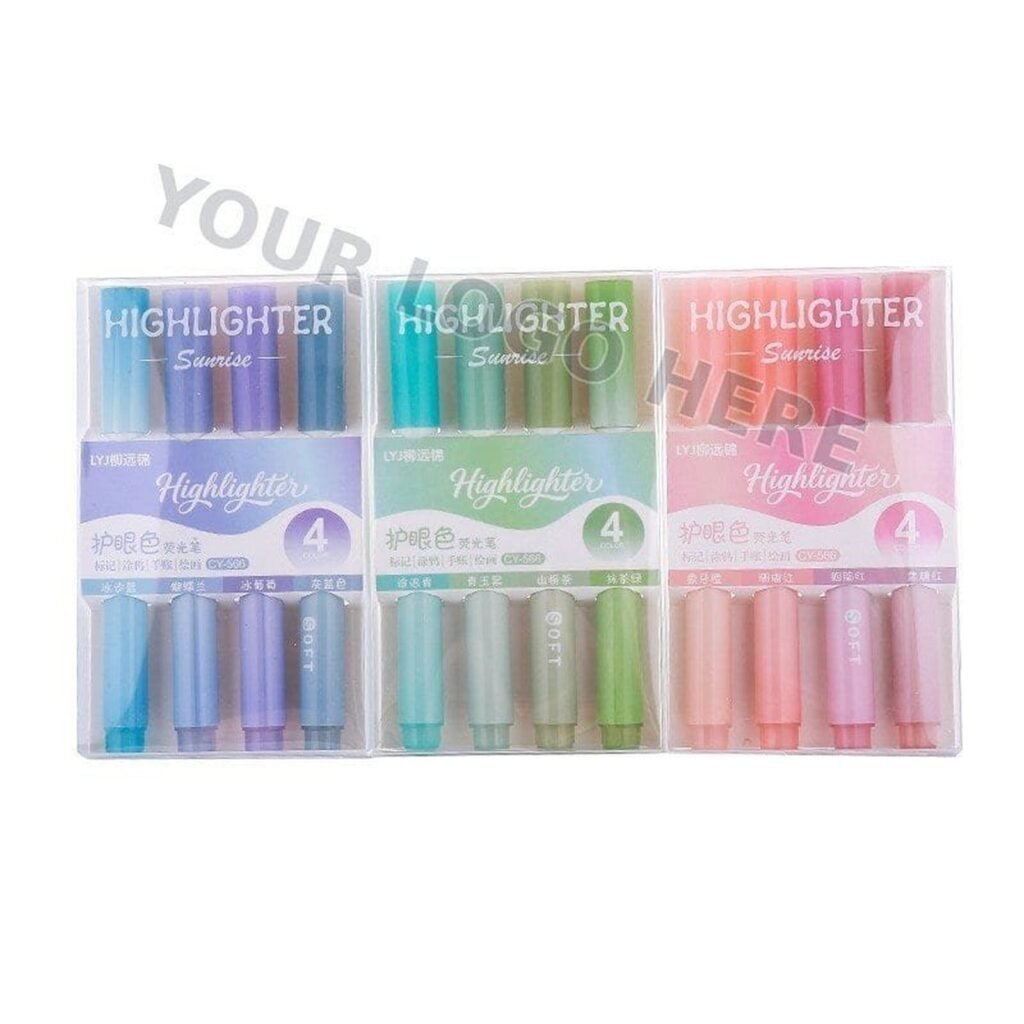 Gradient Pastel Fluorescent Highlighter Pen Promotional School Office Supply for Students Advertising Giveaways