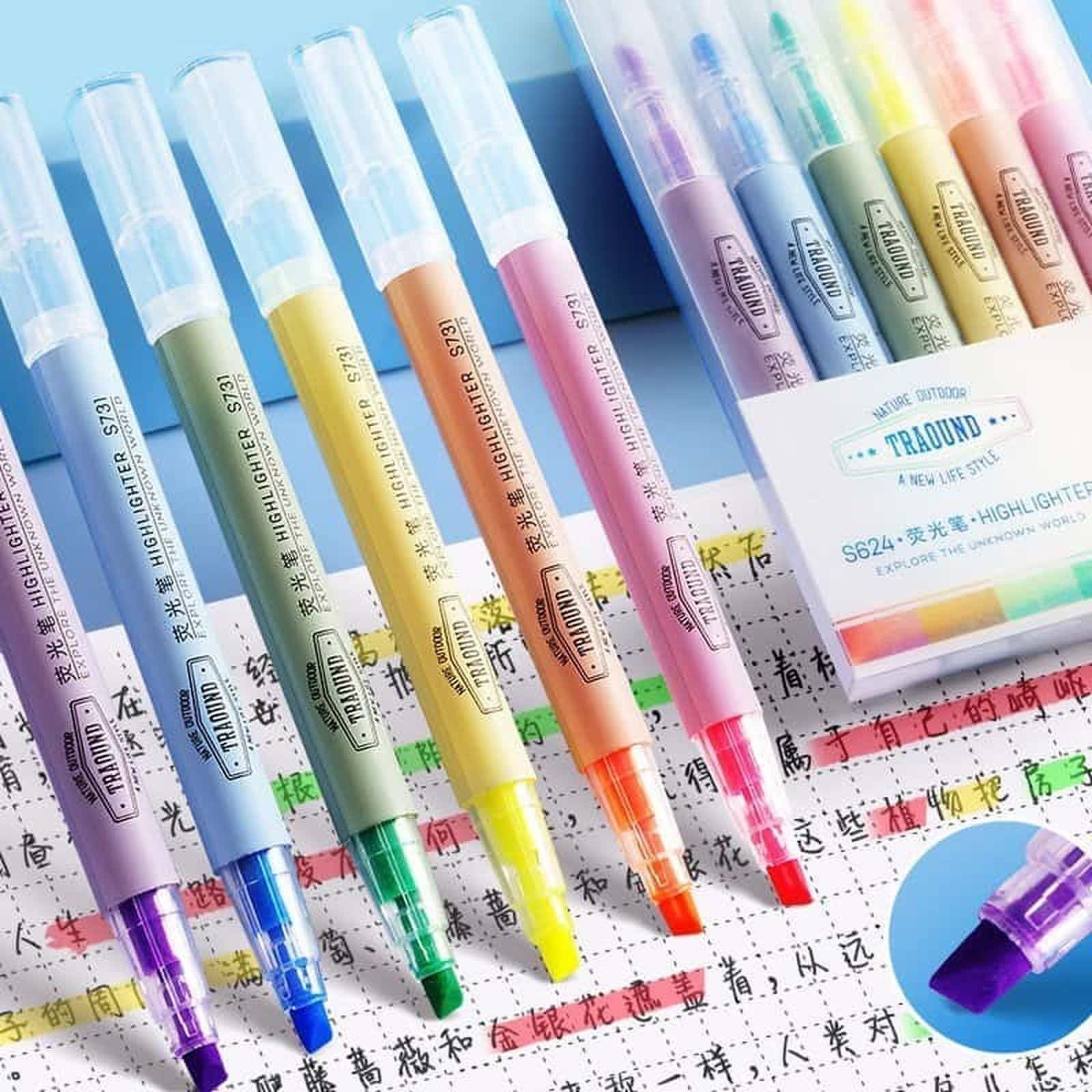 Multi-Color Fluorescent Highlighter Marker Set Promotional School Office Supply for Students Advertising Giveaways