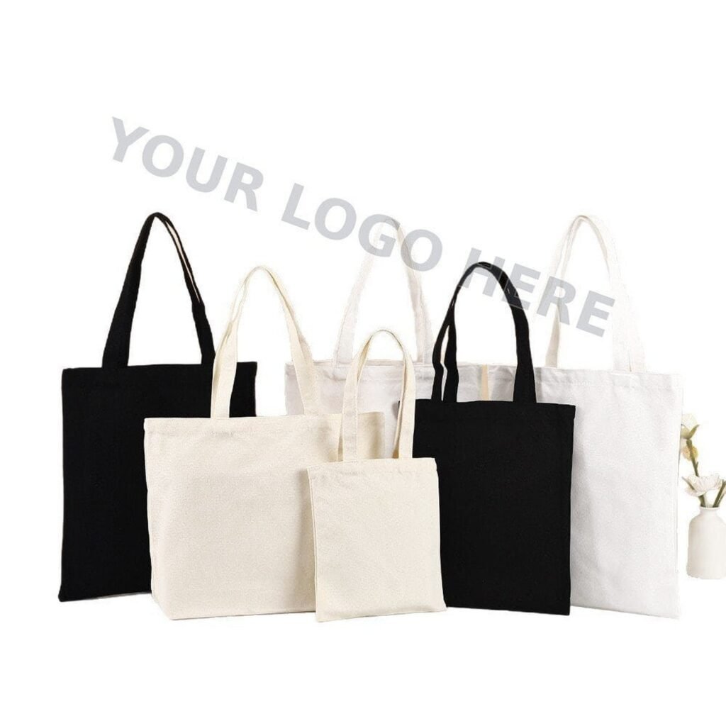 White DIY Blank Canvas Tote Bag Cotton Paintable Craft Bag for Art Projects Promotional Events Trade Shows