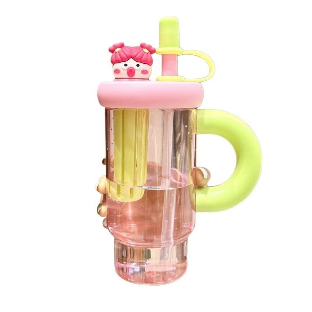 Cartoon Straw Cup with Handle and Tea Infuser
