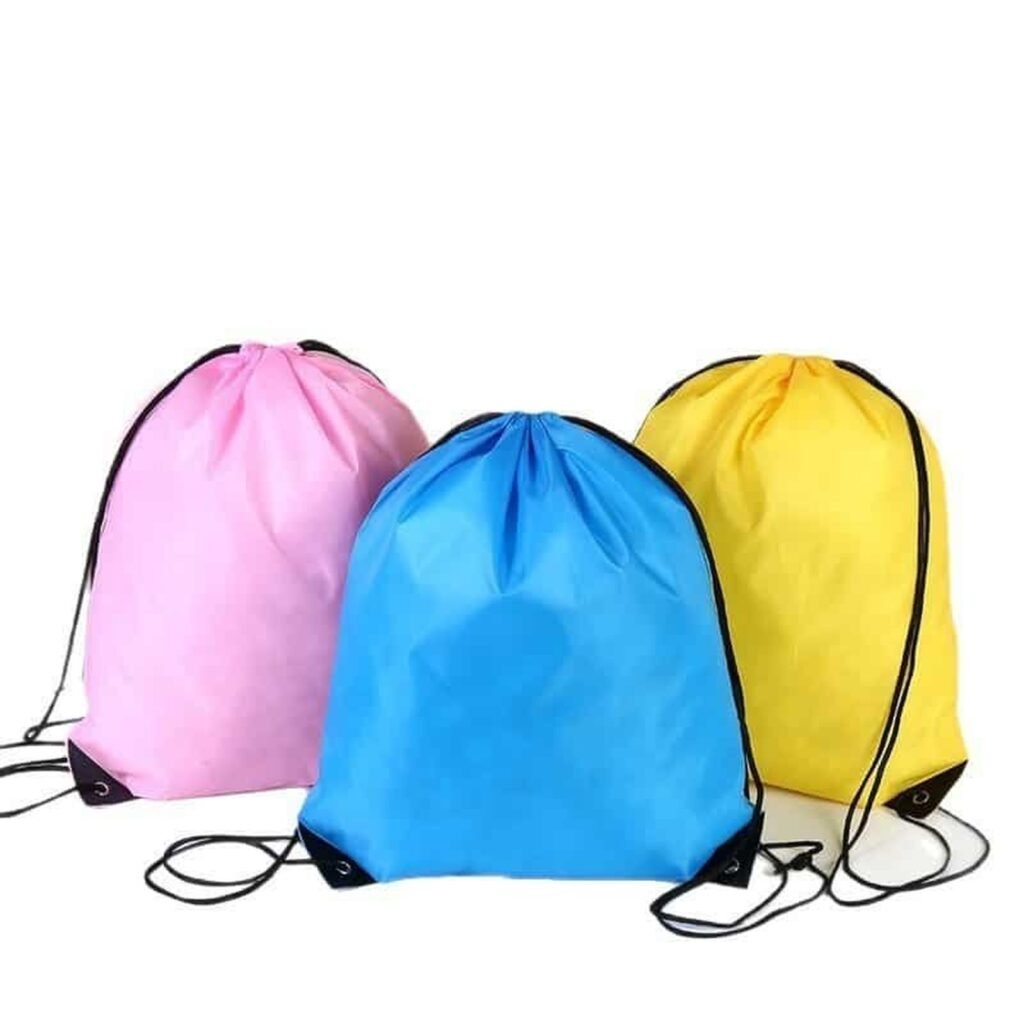 210D Blank Polyester Drawstring Backpack Custom Logo Event Gym Bag for Sports School Promotional Giveaways