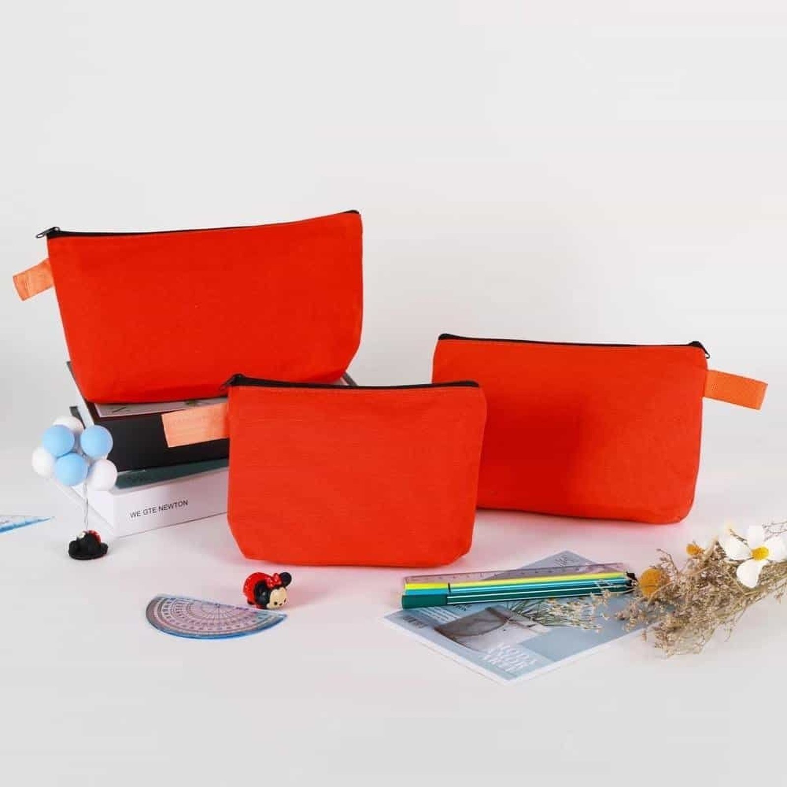 Custom Canvas Zipper Pencil Case Cosmetic Bag Multi-Size Plain Canvas Pouch for School Office Makeup Storage Promotional Item - Image 2