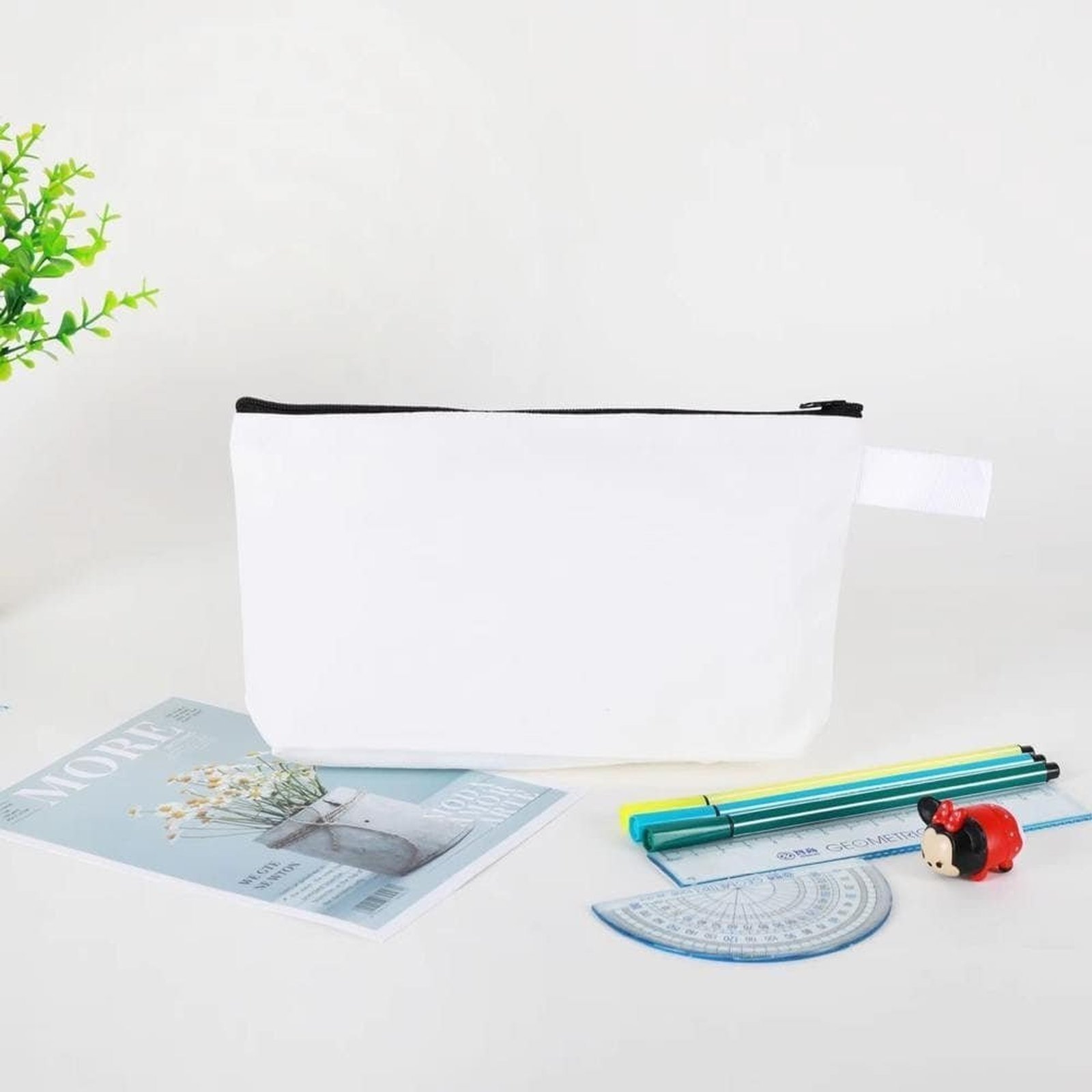 Custom Canvas Zipper Pencil Case Cosmetic Bag Multi-Size Plain Canvas Pouch for School Office Makeup Storage Promotional Item - Image 5