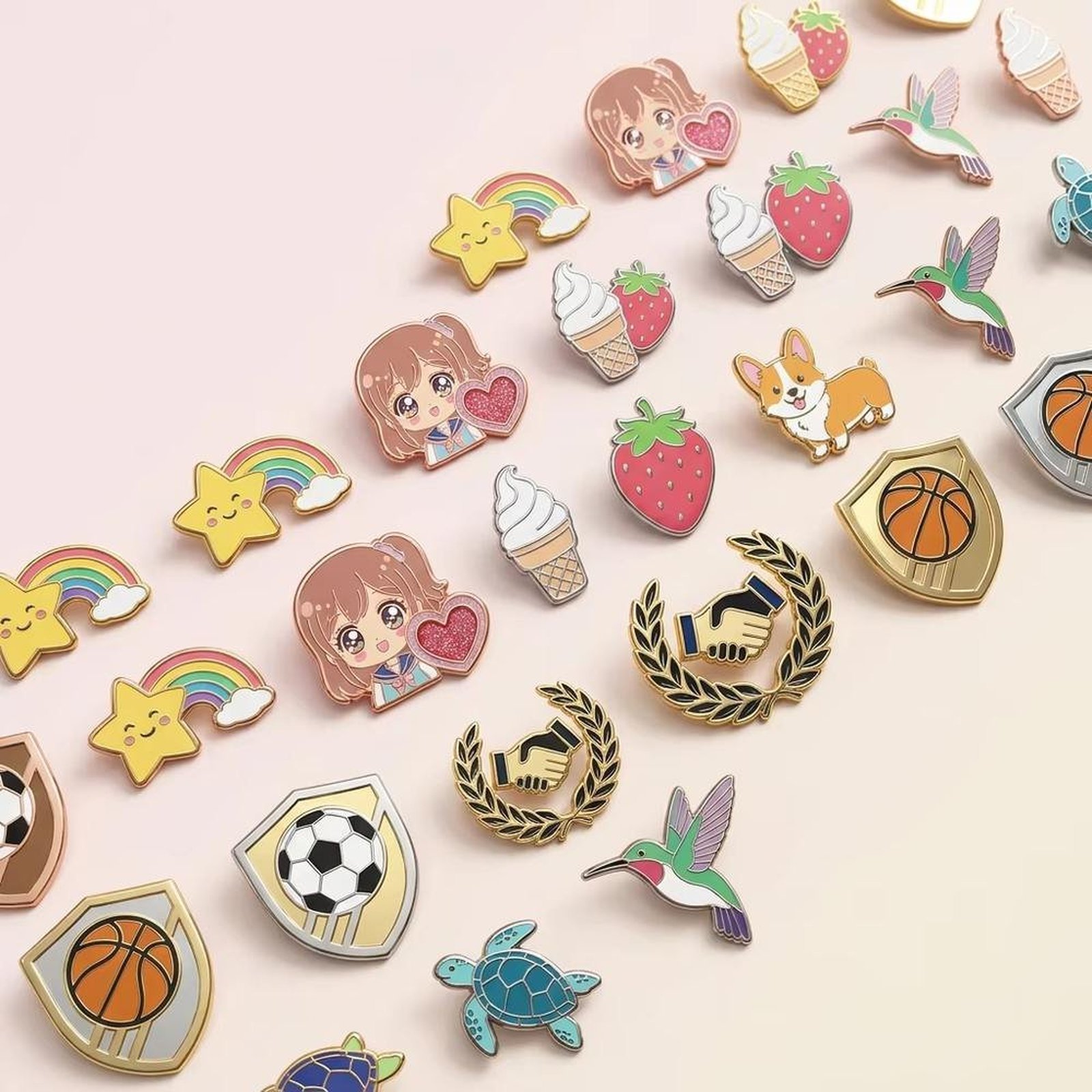 Custom Enamel Pin Badge Soft Hard Enamel Lapel Pin with Glitter UV Print Cartoon Design Metal Badge for Clothing Bags Accessories