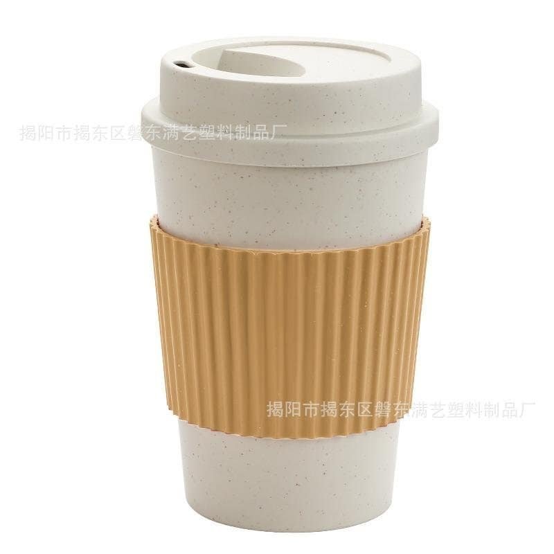 Wheat Straw Coffee Cup with Anti-Scald Sleeve and image 1
