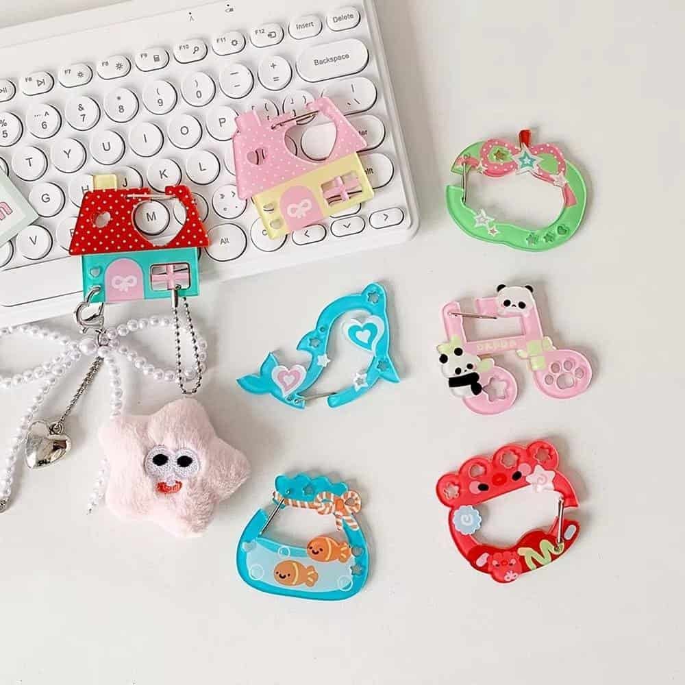 Custom Cartoon Acrylic Carabiner Keychain with Metal Spring Clip D-Shaped Hanging Buckle for Bags Backpacks Promotional Gift - Image 5